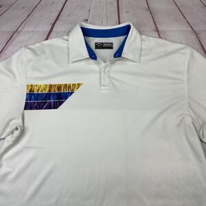 Callaway Polo Shirt Mens XL White Opti Dri Golf Stripe Performance